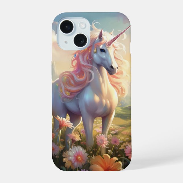 Pink Unicorn iPhone 15 Case (Back)