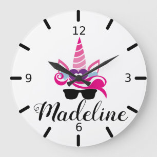 Pink Unicorn Large Clock