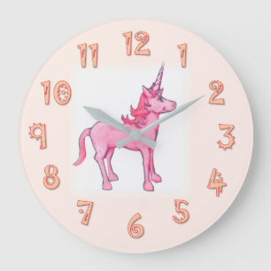 Pink Unicorn Large Clock