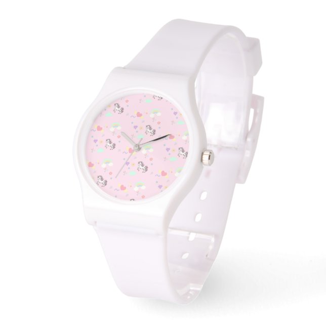 Pink unicorn magical princess  girly birthday kids watch (Angle)