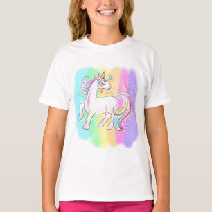  pink unicorn on rainbow background T-Shirth T-Shirt