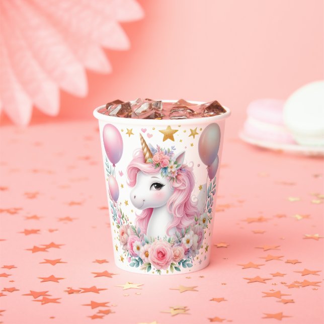 Pink Unicorn  Paper Cups (Insitu)
