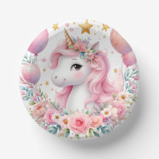 Pink Unicorn  Paper Plate