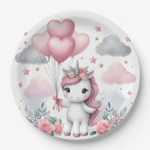 Pink Unicorn Paper Plate