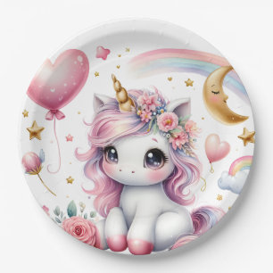 Pink Unicorn  Paper Plate