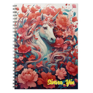 Pink Unicorn & Peony Dreamscape Fantasy Notebook