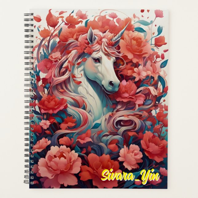 Pink Unicorn & Peony Dreamscape Fantasy Planner (Front)