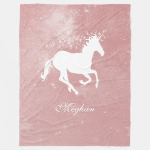 Pink Unicorn Personalised Fleece Blanket