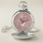 Pink Unicorn Personalised Pocket Watch<br><div class="desc">Personalise a unique gift for your Groomsmen with a Pink Unicorn Personalised Pocket Watch. Watch design features a starry background with a unicorn adorned with stars. Personalise with the groomsmen's name. Additional wedding stationery and gifts available with this design as well. Need help with customisation? Please contact me and I...</div>