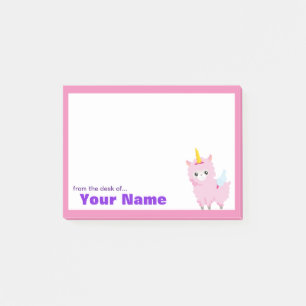 Pink Unicorn Personalised Post-it Notes