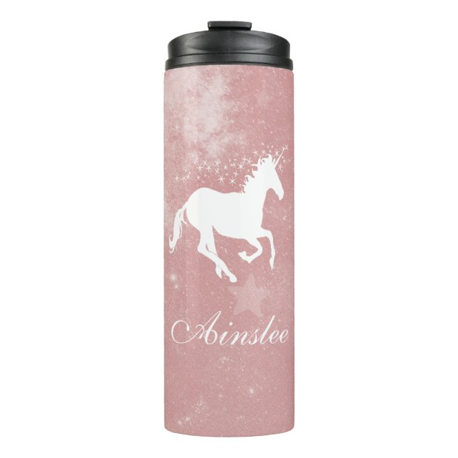 Pink Unicorn Personalised Thermal Tumbler (Front)