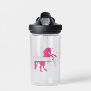 Pink Unicorn Personalised Water Bottle