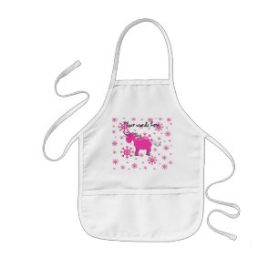 Pink unicorn pink snowflakes kids apron
