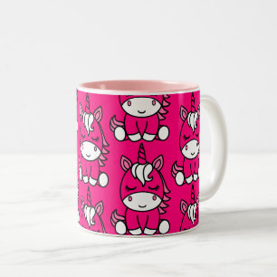 Pink Unicorn Pony Two-Tone Coffee Mug