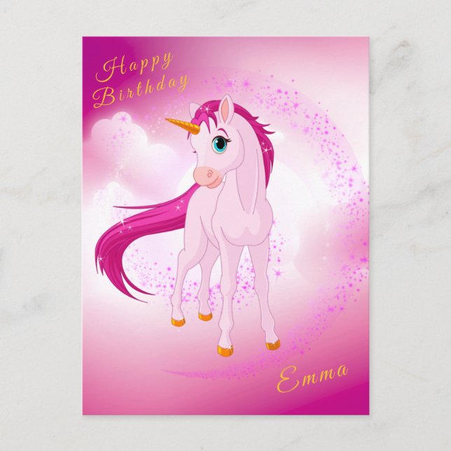 Pink Unicorn Postcard (Front)