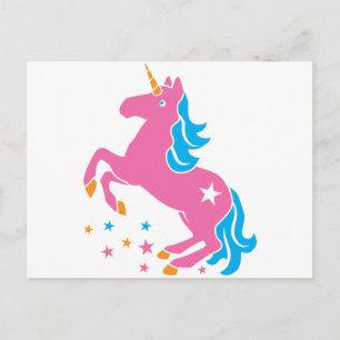 pink unicorn postcard