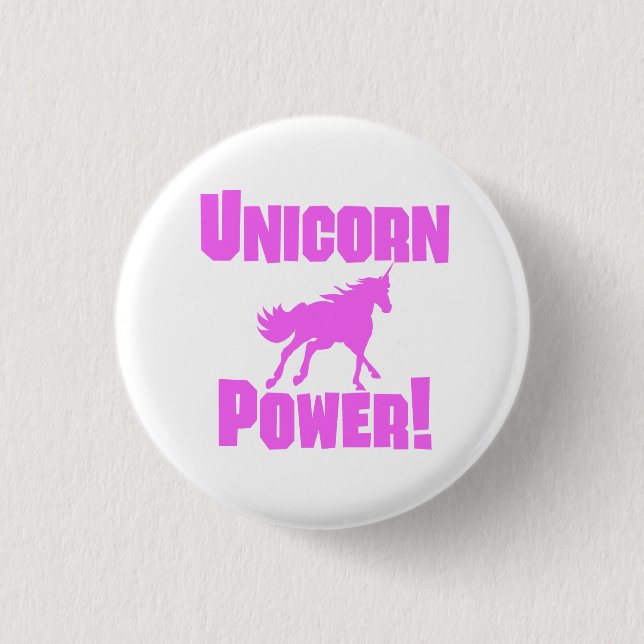 Pink Unicorn Power 3 Cm Round Badge (Front)