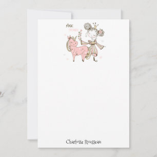 Pink Unicorn Princess Kid's Note Card