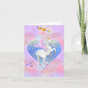 Pink Unicorn Princess with Crown and Scepter Card