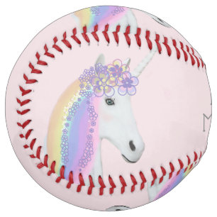 Pink Unicorn Rainbow Girls Personalised Softball