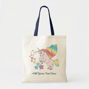 Pink Unicorn Rainbow Star Tote Bag