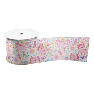 Pink Unicorn Ribbon Satin Ribbon