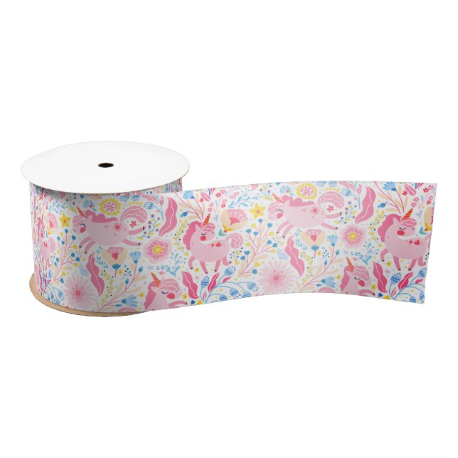 Pink Unicorn Ribbon Satin Ribbon (Spool)