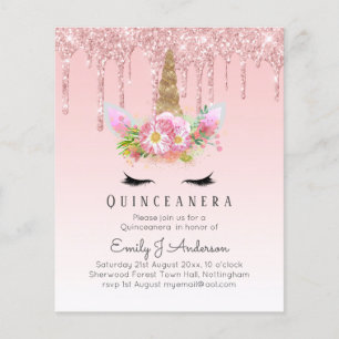 Pink Unicorn Rose Gold Drip Glitter QUINCEANERA