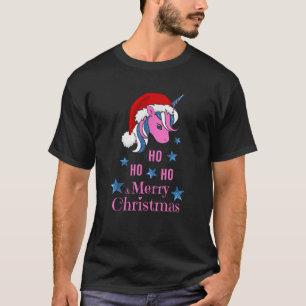Pink Unicorn Santa Merry Christmas T-Shirt