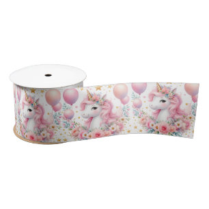 Pink Unicorn  Satin Ribbon