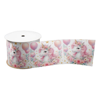 Pink Unicorn  Satin Ribbon