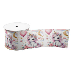 Pink Unicorn  Satin Ribbon