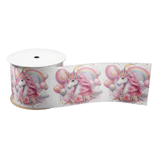 Pink Unicorn  Satin Ribbon
