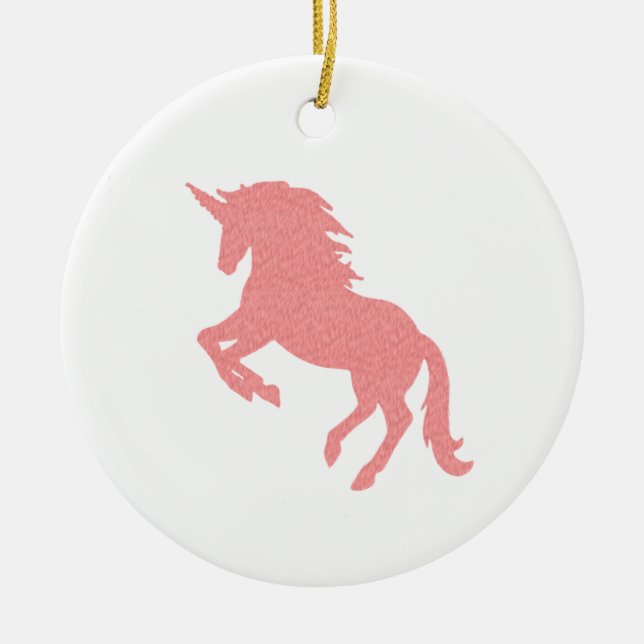 Pink Unicorn Silhouette Ceramic Ornament (Front)