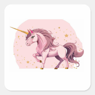 pink unicorn square sticker
