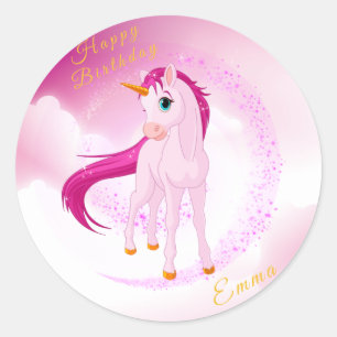 Pink Unicorn Sticker – Personalised Birthday Gift