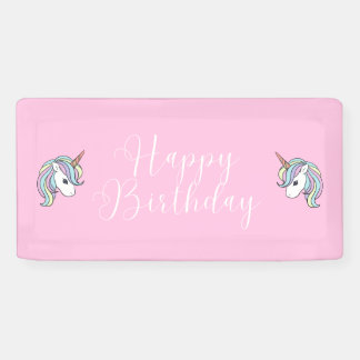 Pink Unicorn Themed Birthday Party Banner