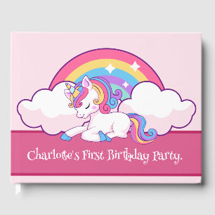 Pink Unicorn Themed Birthday Party Guest Book