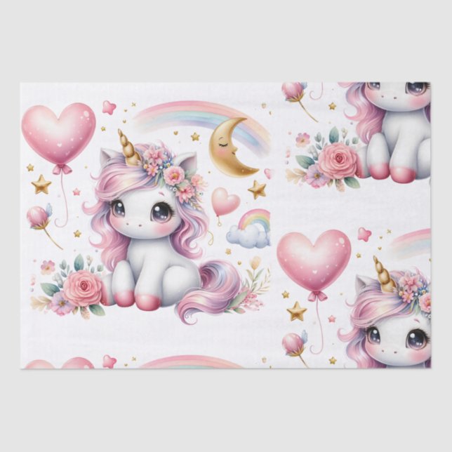 Pink Unicorn  Tissue Paper (Front)