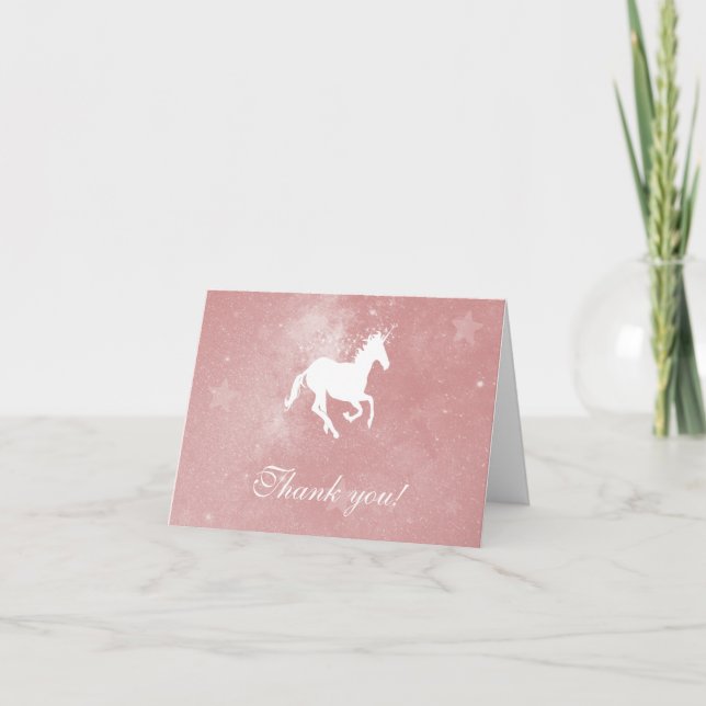Pink Unicorn Wedding Thank You Cards (Front)