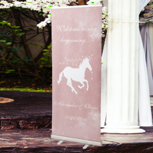 Pink Unicorn Wedding Welcome Banner