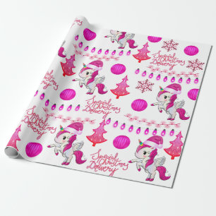 Pink Unicorns Christmas Wrapping Paper