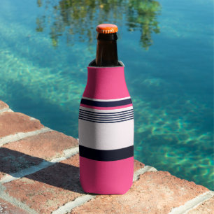 Pink Uniform Stripes Bottle Cooler
