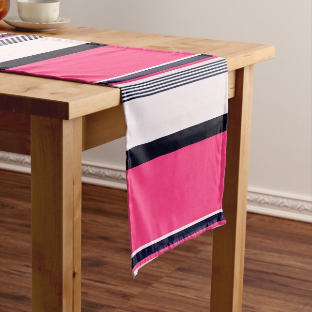 Pink Uniform Stripes Long Table Runner (In Situ)