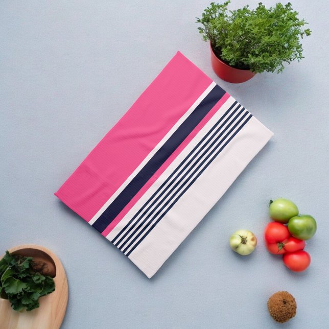 Pink Uniform Stripes Tea Towel (Kitchen Towel)