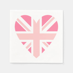 Pink Union Jack/Flag Heart Napkin
