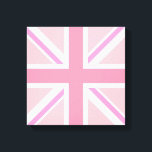 Pink Union Jack/Flag Square Design Canvas Print<br><div class="desc">Union Flag (also known as the Union Jack),  British flag in a square design and pink colour-way.</div>