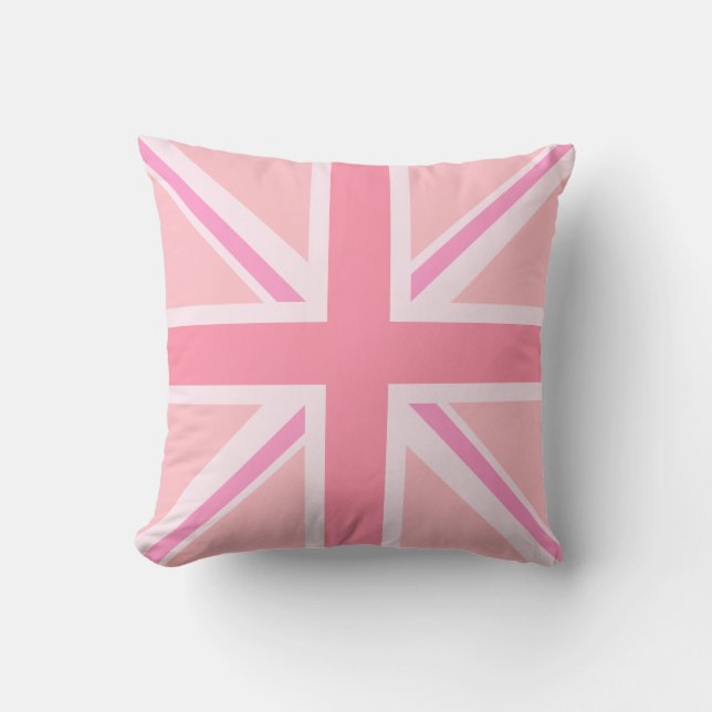 Pink Union Jack/Flag Square Design Cushion (Front)