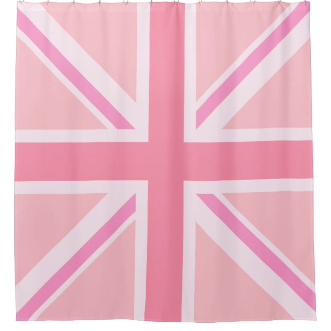 Pink Union Jack/Flag Square Design Shower Curtain (Front)