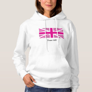 Pink Union Jack Personalized Fleece Hoodie